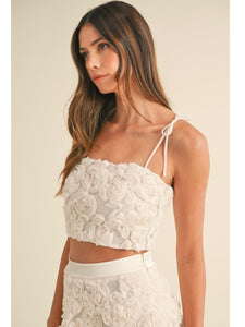 Cream Floral Appliqué Top