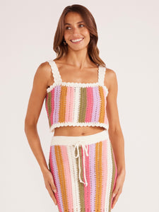 MinkPink Lito Stripe Crochet Top