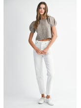 Load image into Gallery viewer, Mocha Puff Sleeve Knit Top
