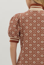 Load image into Gallery viewer, Rust Floral Print Knit Textured Dress
