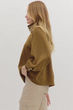 Load image into Gallery viewer, Olive Knit Stripe Hem Half Zip
