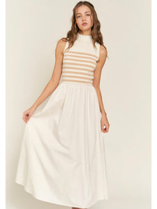 (PREORDER) Beige Stripe Knit Maxi Dress