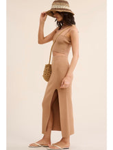 Load image into Gallery viewer, Camel Ribbed High Waisted Midi Skirt
