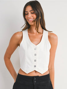Classic White Denim Vest