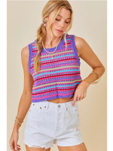 Load image into Gallery viewer, Purple Stripe Knit Top

