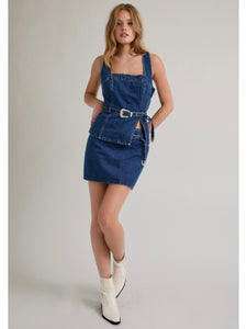 Indigo Buckle Denim Skirt