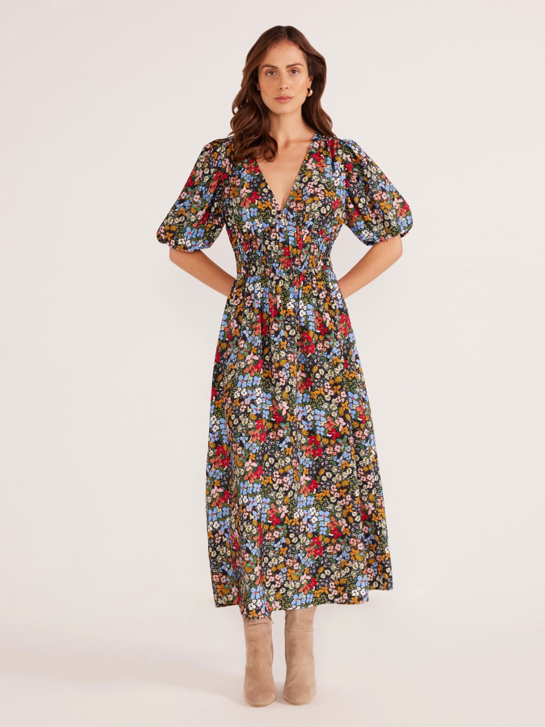 MinkPink Josie Floral Midi Dress