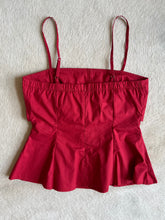 Load image into Gallery viewer, Crimson Poplin Fit &amp; Flare Top
