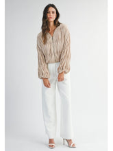 Load image into Gallery viewer, Light Taupe Pleated Zip Front Jacket Blouse
