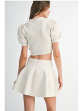 Load image into Gallery viewer, Cream Puff Sleeve Top &amp; Mini Skirt Set
