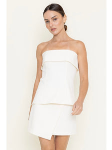 Cream Strapless Overlay Top