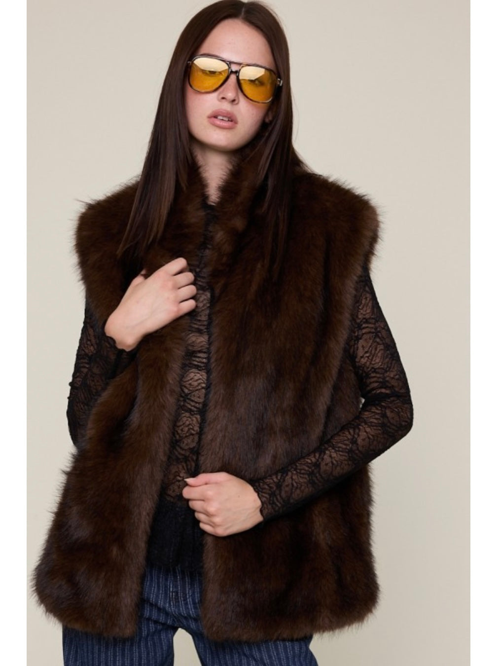 Pecan Faux Fur Vest