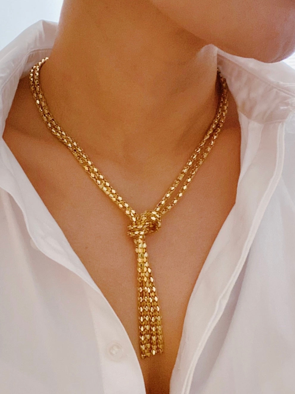 Gold Y Drop Chain Necklace