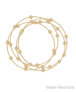 Gold Water Resistant 4 Row Bangles