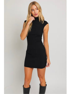 Black Mock Neck Sleeveless Dress