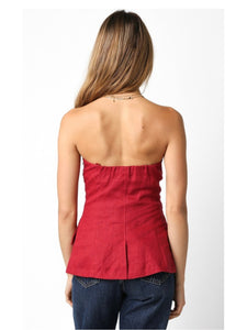 Crimson Linen April Top