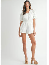 Load image into Gallery viewer, White Embroidered Collared Romper
