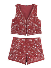 Load image into Gallery viewer, Crimson Embroidered Set
