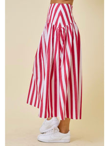 Crimson Stripe Crop Top & Maxi Skirt Set