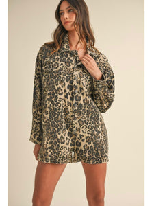 Leopard Button Down Romper