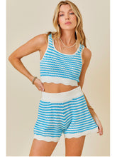 Load image into Gallery viewer, Blue &amp; Ivory Knit Shorts
