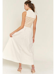 (PREORDER) Beige Stripe Knit Maxi Dress