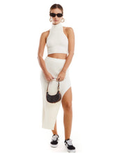 Load image into Gallery viewer, Ivory Ribbed Halter Top
