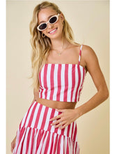 Load image into Gallery viewer, Crimson Stripe Crop Top &amp; Maxi Skirt Set
