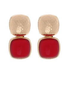 Crimson & Gold Square Earrings