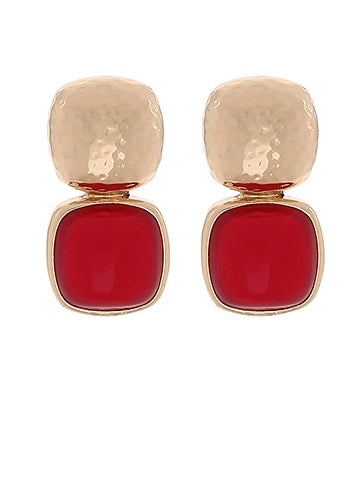 Crimson & Gold Square Earrings
