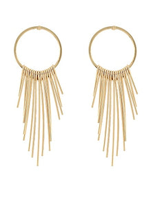 Gold Circle & Graduated Bar Earrings
