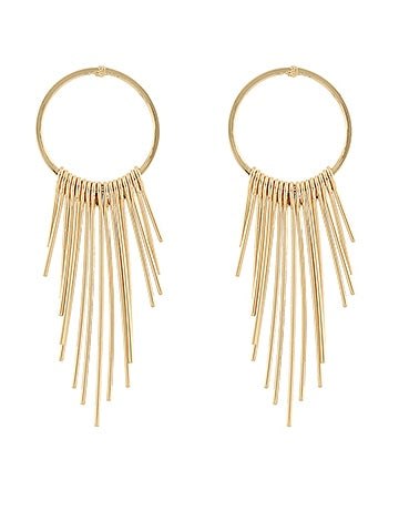 Gold Circle & Graduated Bar Earrings