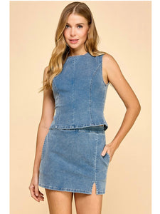 Denim Open Back Set