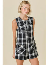 Load image into Gallery viewer, Black &amp; White Tweed Romper
