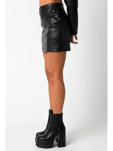 Black Faux Leather Mini Skirt