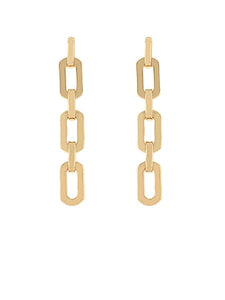 Gold Oval Linked Chain Drop Earrings
