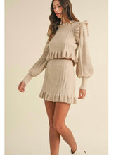 Load image into Gallery viewer, Light Taupe Ruffle Sweater Top &amp; Mini Skirt Set
