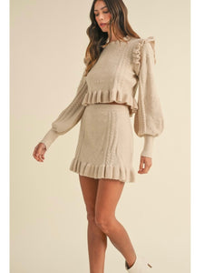 Taupe Ruffle Knit Top