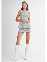 Load image into Gallery viewer, Black Tweed Layered Skort Mini Dress
