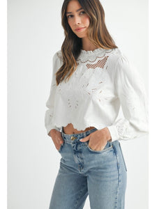 (PREORDER) White Embroidered Top