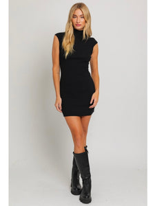 Black Mock Neck Sleeveless Dress