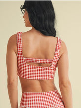 Load image into Gallery viewer, Red Gingham Ruched Bra Top
