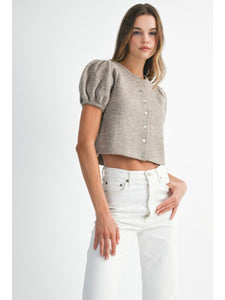 Mocha Puff Sleeve Knit Top