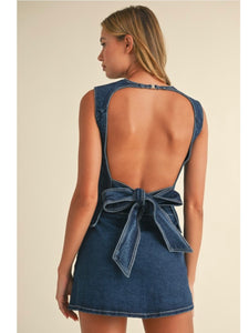 Denim Open Back Top & Skirt Set