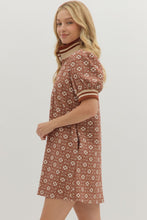 Load image into Gallery viewer, Rust Floral Print Knit Textured Dress
