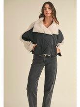 Load image into Gallery viewer, Black Quilted Fluffy Shearling Jacket
