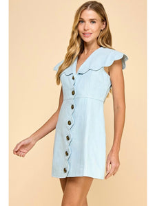 (PREORDER) Light Denim Scallop Dress