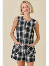 Load image into Gallery viewer, Black &amp; White Tweed Romper
