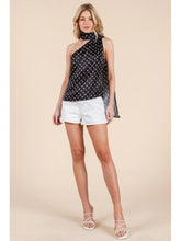 Load image into Gallery viewer, Black &amp; White Polka Dot One Shoulder Top
