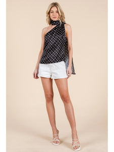 Black & White Polka Dot One Shoulder Top